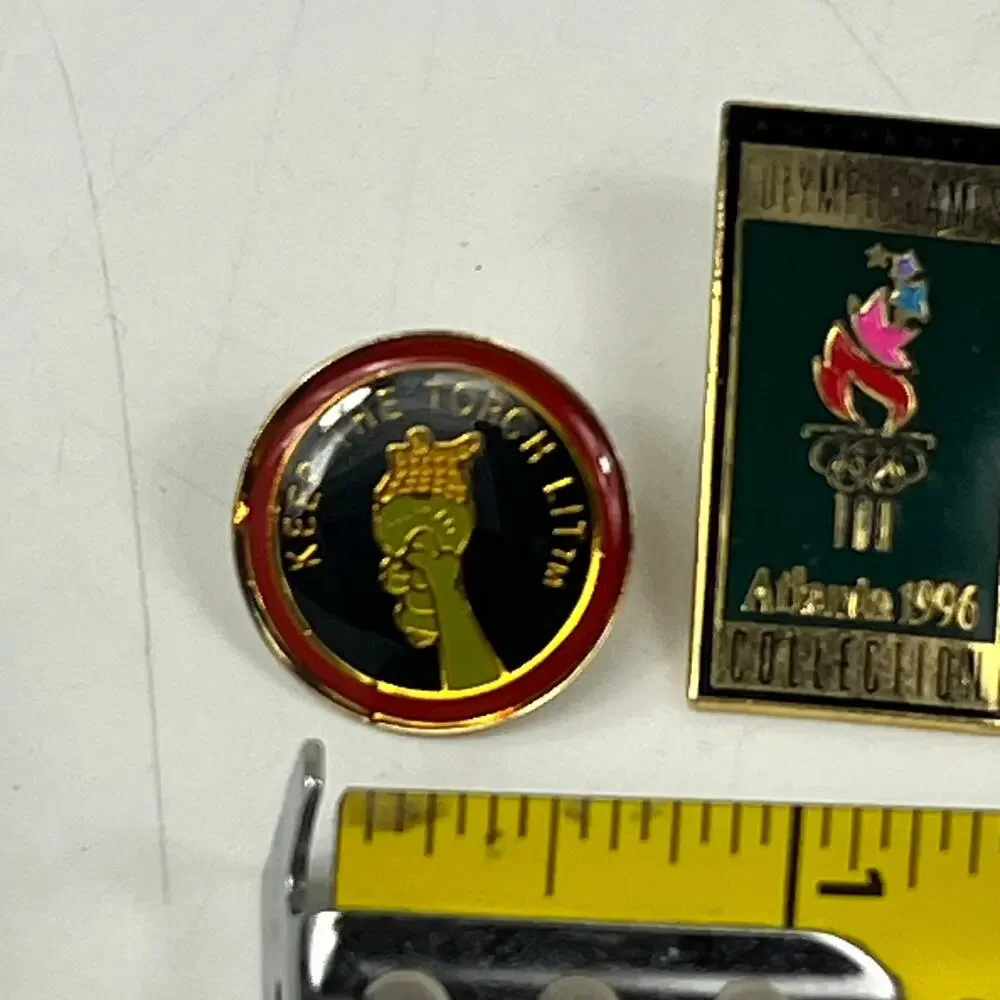 Lot Of 3 Olympic Enamel Pins Atlanta 1996 Torch LA 1984 Orange County Sports NOS